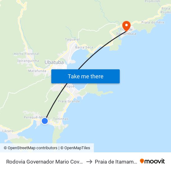 Rodovia Governador Mario Covas 1428 to Praia de Itamambuca map