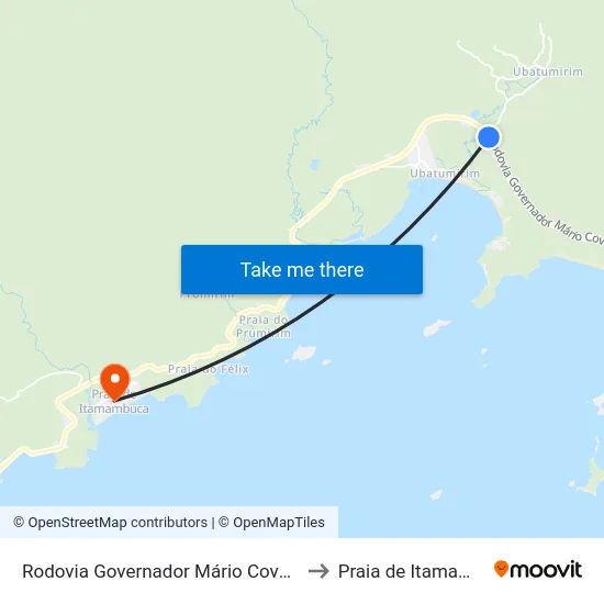 Rodovia Governador Mário Covas 22238 to Praia de Itamambuca map