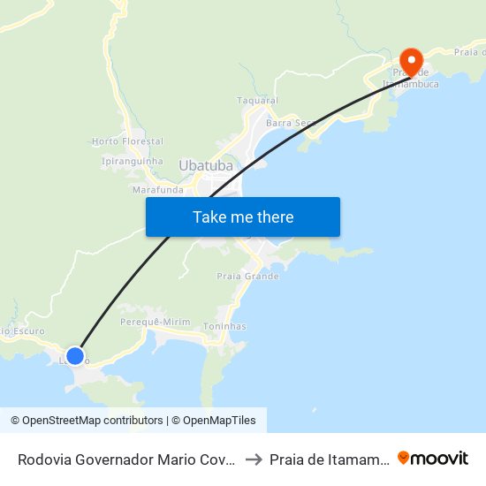 Rodovia Governador Mario Covas 1128 to Praia de Itamambuca map