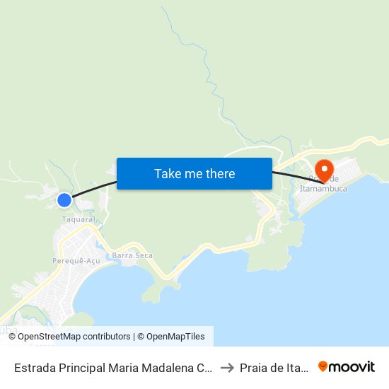 Estrada Principal Maria Madalena Charleaux, 799 - Taquaral to Praia de Itamambuca map