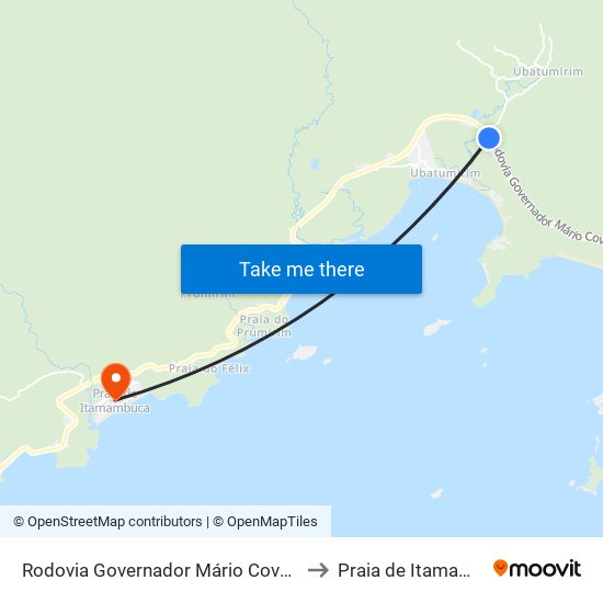 Rodovia Governador Mário Covas 22221 to Praia de Itamambuca map