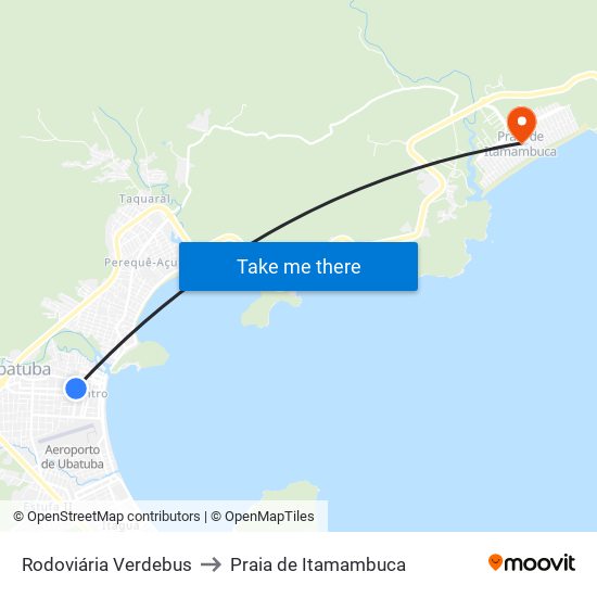 Rodoviária Verdebus to Praia de Itamambuca map