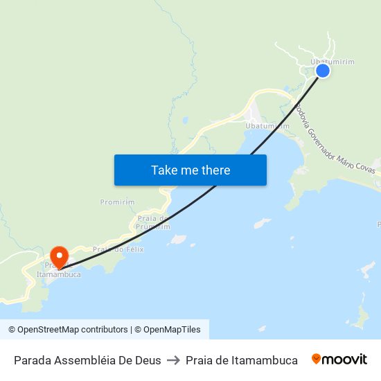 Parada Assembléia De Deus to Praia de Itamambuca map