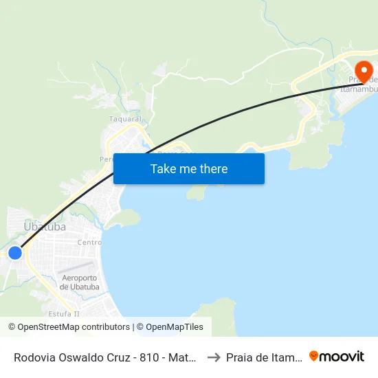 Rodovia Oswaldo Cruz -  810 - Mato Dentro (Carolina to Praia de Itamambuca map