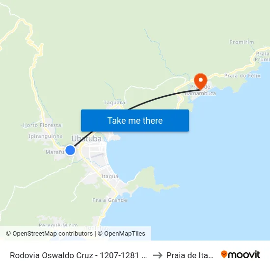 Rodovia Oswaldo Cruz -  1207-1281 - Mato Dentro (Carolina to Praia de Itamambuca map