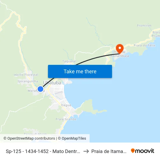 Sp-125 -  1434-1452 - Mato Dentro (Carolina to Praia de Itamambuca map