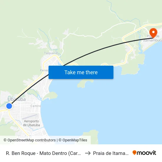 R. Ben Roque - Mato Dentro (Carolina -  Trevo to Praia de Itamambuca map