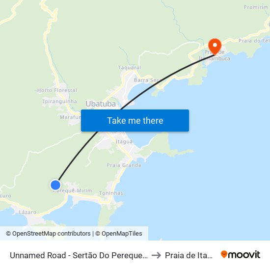 Unnamed Road - Sertão Do Pereque-Mirim -  Ubatuba - SP to Praia de Itamambuca map