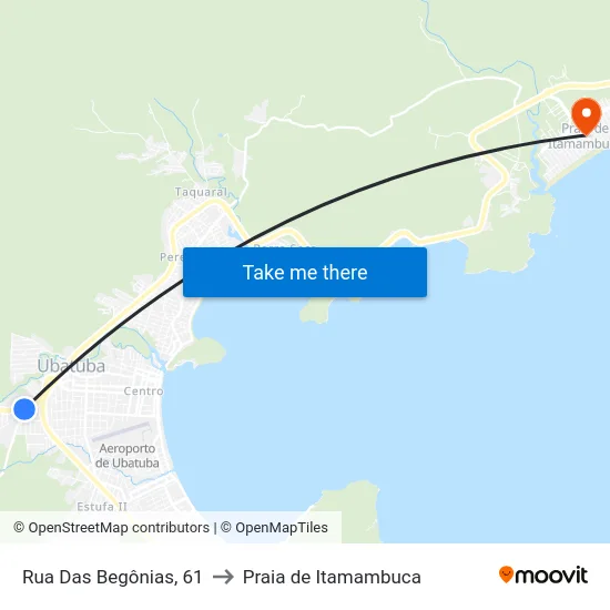 Rua Das Begônias, 61 to Praia de Itamambuca map