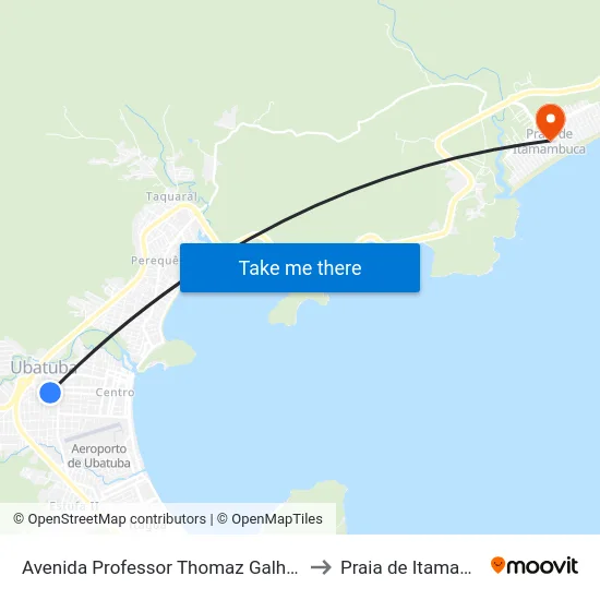 Avenida Professor Thomaz Galhardo 1264 to Praia de Itamambuca map