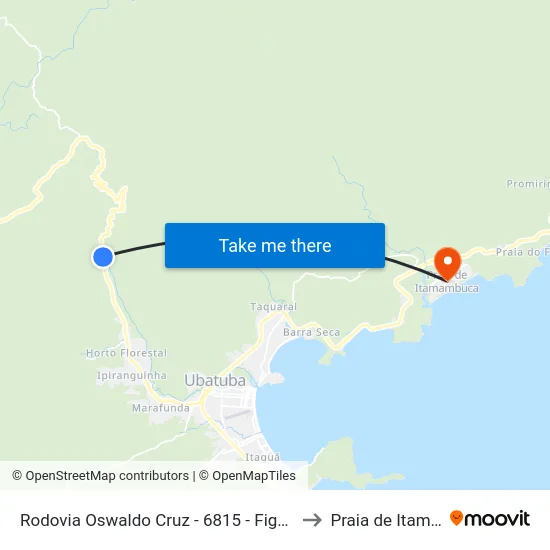 Rodovia Oswaldo Cruz -  6815 - Figueira (Pé Da Serra) to Praia de Itamambuca map