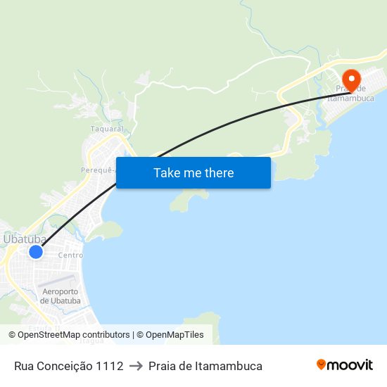 Rua Conceição 1112 to Praia de Itamambuca map