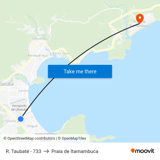 R. Taubaté -  733 to Praia de Itamambuca map