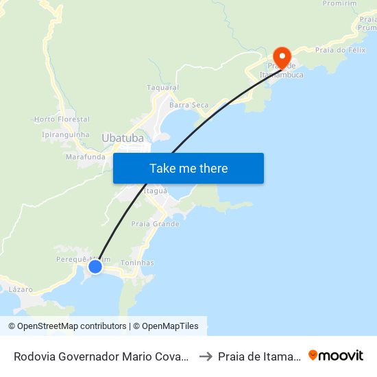 Rodovia Governador Mario Covas  1632-1790 to Praia de Itamambuca map