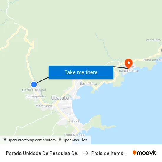 Parada Unidade De Pesquisa De Ubatuba to Praia de Itamambuca map