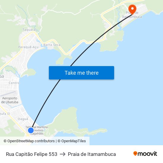 Rua Capitão Felipe 553 to Praia de Itamambuca map