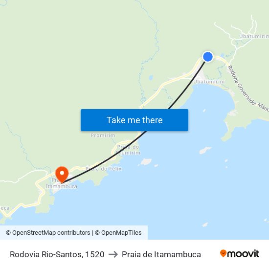 Rodovia Rio-Santos, 1520 to Praia de Itamambuca map