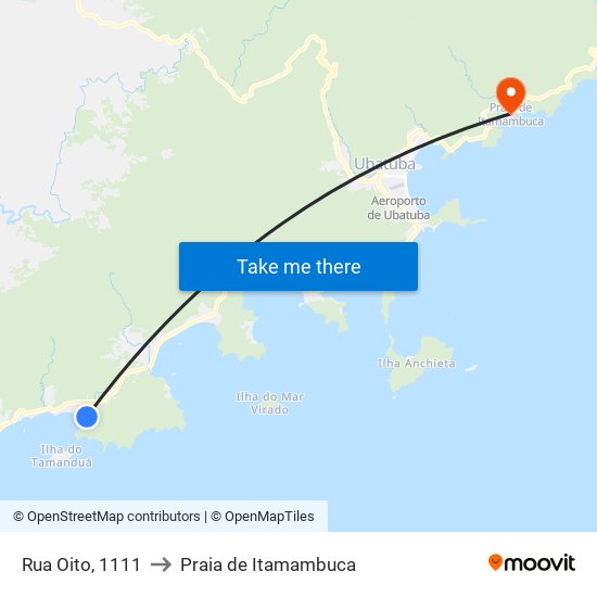 Rua Oito, 1111 to Praia de Itamambuca map