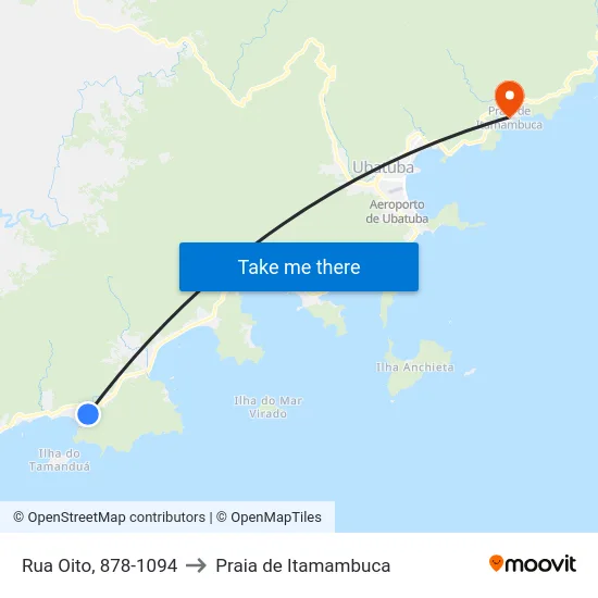 Rua Oito, 878-1094 to Praia de Itamambuca map