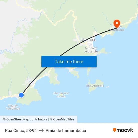 Rua Cinco, 58-94 to Praia de Itamambuca map