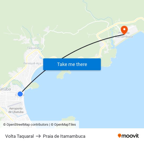 Volta Taquaral to Praia de Itamambuca map