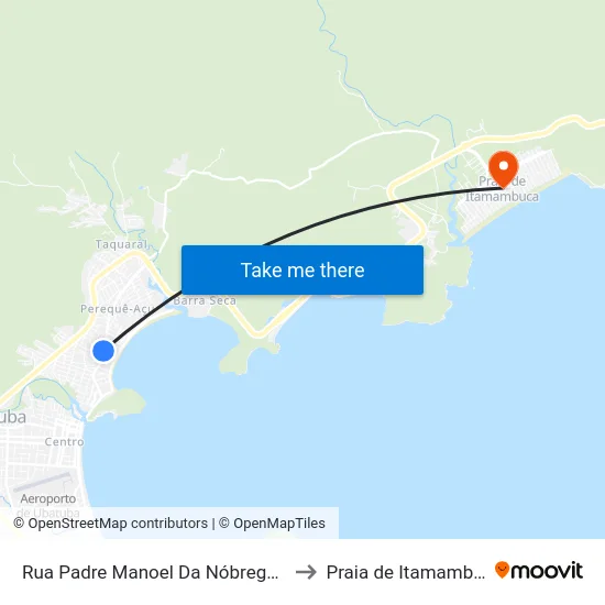 Rua Padre Manoel Da Nóbrega, 798 to Praia de Itamambuca map