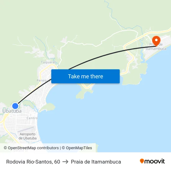 Rodovia Rio-Santos, 60 to Praia de Itamambuca map