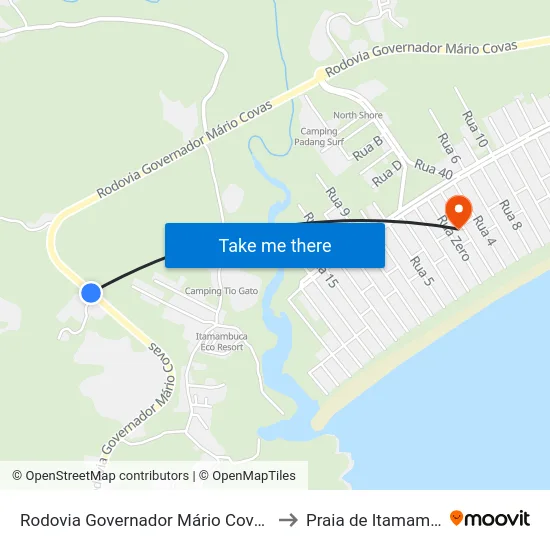 Rodovia Governador Mário Covas, 1854 to Praia de Itamambuca map