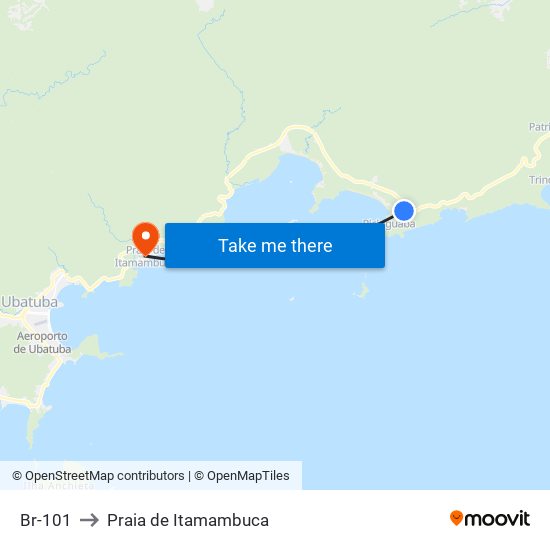 Br-101 to Praia de Itamambuca map