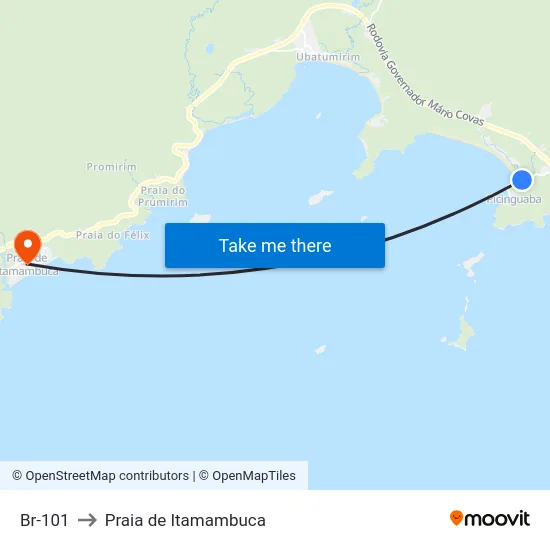Br-101 to Praia de Itamambuca map