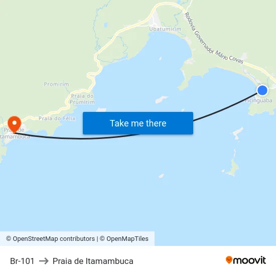 Br-101 to Praia de Itamambuca map