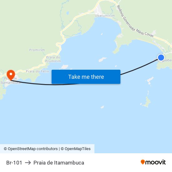 Br-101 to Praia de Itamambuca map