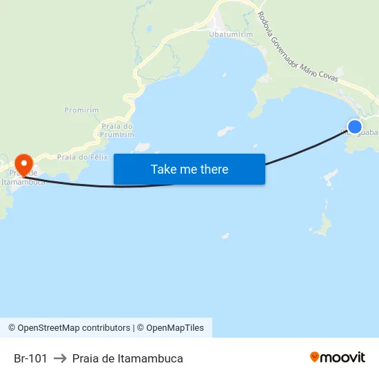 Br-101 to Praia de Itamambuca map