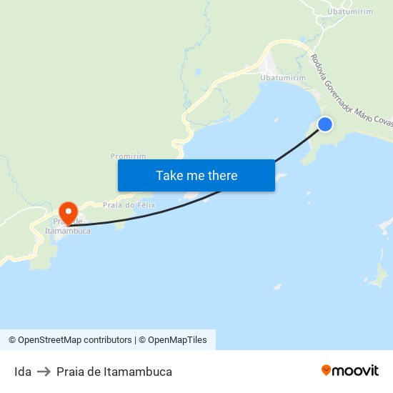 Ida to Praia de Itamambuca map