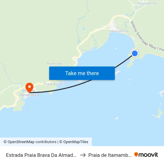 Estrada Praia Brava Da Almada 170 to Praia de Itamambuca map