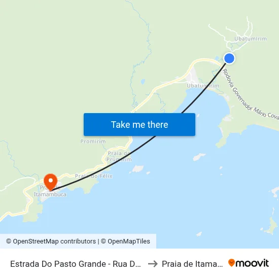 Estrada Do Pasto Grande - Rua Das Orquídeas to Praia de Itamambuca map