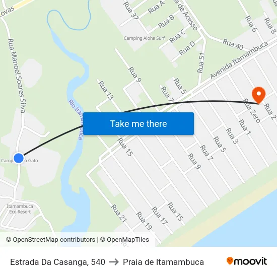 Estrada Da Casanga, 540 to Praia de Itamambuca map