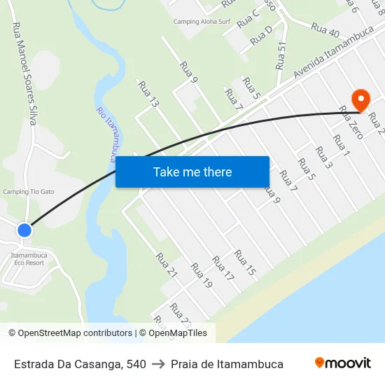 Estrada Da Casanga, 540 to Praia de Itamambuca map