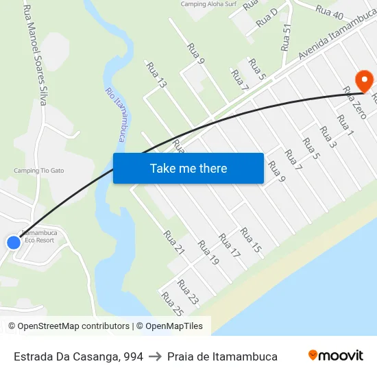 Estrada Da Casanga, 994 to Praia de Itamambuca map