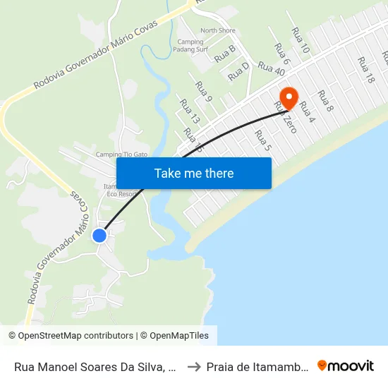 Rua Manoel Soares Da Silva, 1060 to Praia de Itamambuca map