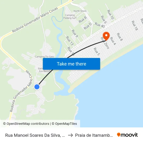 Rua Manoel Soares Da Silva, 187 to Praia de Itamambuca map