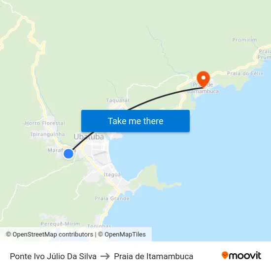 Ponte Ivo Júlio Da Silva to Praia de Itamambuca map