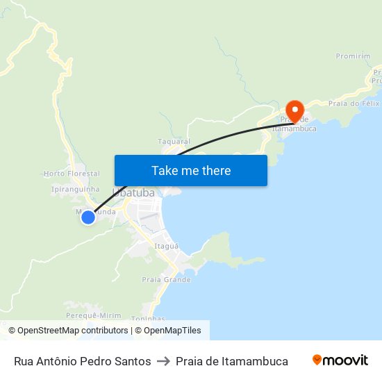 Rua Antônio Pedro Santos to Praia de Itamambuca map