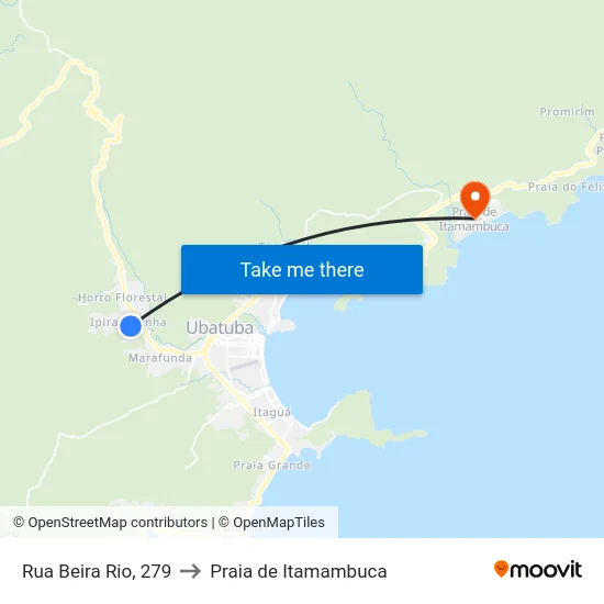 Rua Beira Rio, 279 to Praia de Itamambuca map