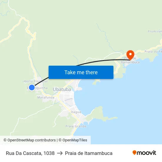 Rua Da Cascata, 1038 to Praia de Itamambuca map