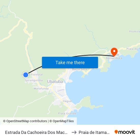 Estrada Da Cachoeira Dos Macacos, 926 to Praia de Itamambuca map