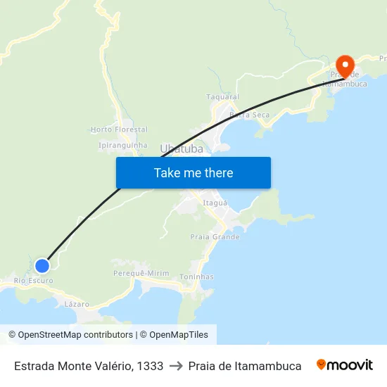 Estrada Monte Valério, 1333 to Praia de Itamambuca map