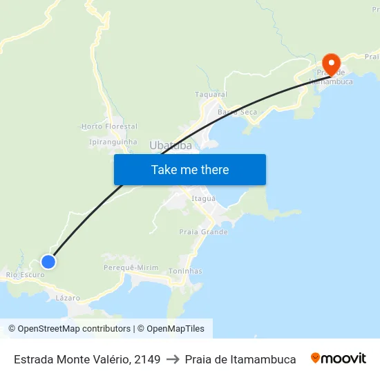 Estrada Monte Valério, 2149 to Praia de Itamambuca map