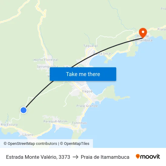 Estrada Monte Valério, 3373 to Praia de Itamambuca map