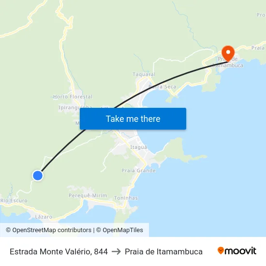 Estrada Monte Valério, 844 to Praia de Itamambuca map